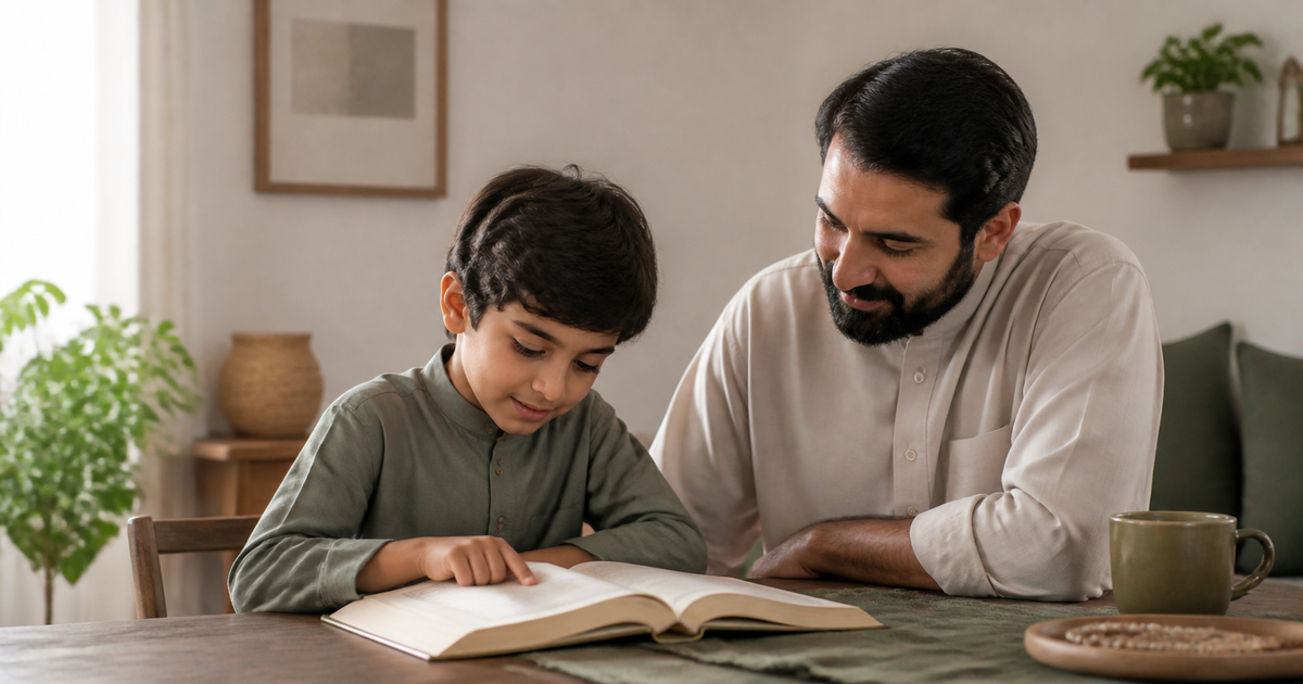 A child and parent rebuild a calm Quran practice routine at home